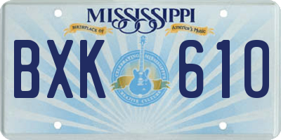 MS license plate BXK610