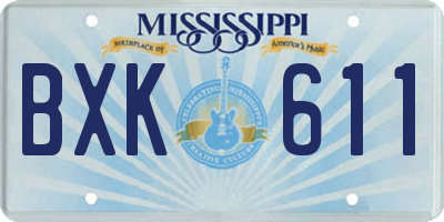 MS license plate BXK611