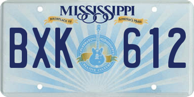 MS license plate BXK612