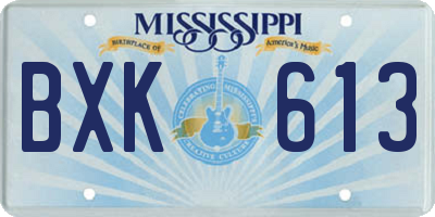 MS license plate BXK613