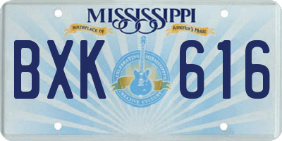 MS license plate BXK616