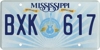 MS license plate BXK617