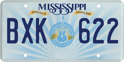 MS license plate BXK622