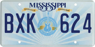 MS license plate BXK624