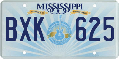 MS license plate BXK625