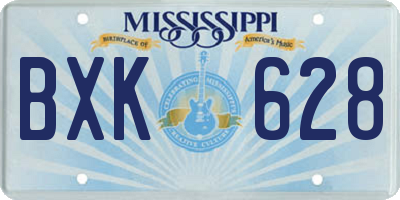 MS license plate BXK628