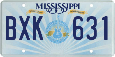 MS license plate BXK631