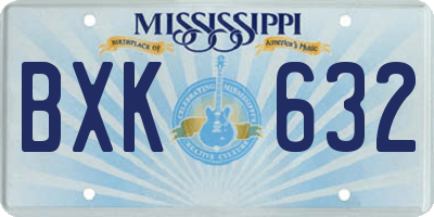 MS license plate BXK632