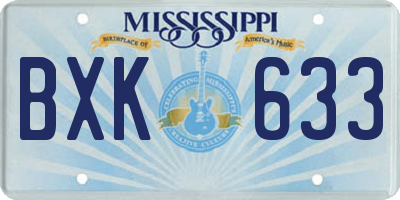 MS license plate BXK633