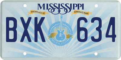 MS license plate BXK634