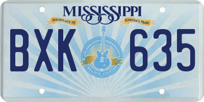 MS license plate BXK635