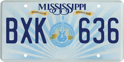 MS license plate BXK636