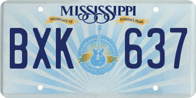 MS license plate BXK637