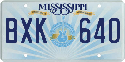 MS license plate BXK640