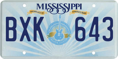 MS license plate BXK643