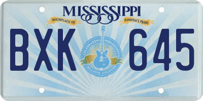 MS license plate BXK645