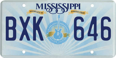 MS license plate BXK646