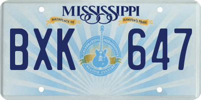 MS license plate BXK647