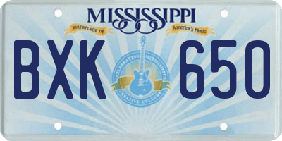 MS license plate BXK650