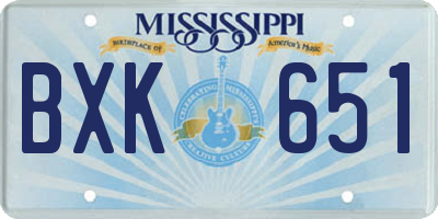 MS license plate BXK651