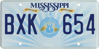 MS license plate BXK654