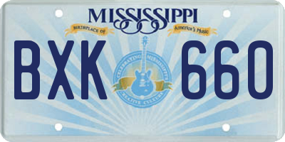 MS license plate BXK660