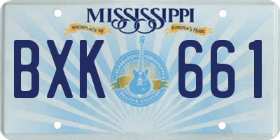 MS license plate BXK661