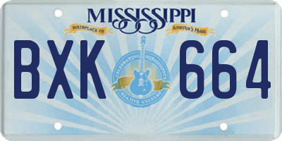 MS license plate BXK664