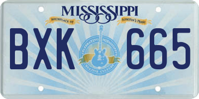 MS license plate BXK665