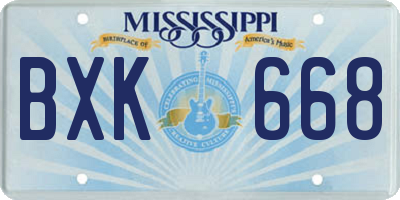 MS license plate BXK668