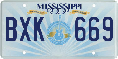 MS license plate BXK669