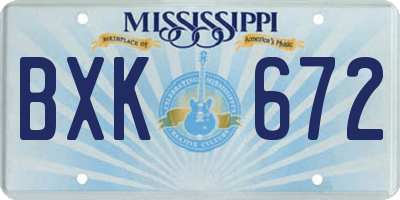 MS license plate BXK672