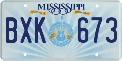 MS license plate BXK673