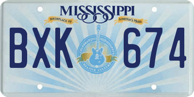 MS license plate BXK674