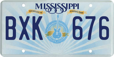 MS license plate BXK676