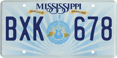 MS license plate BXK678
