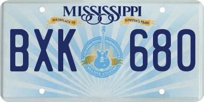 MS license plate BXK680