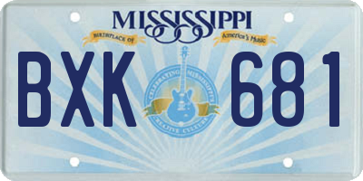 MS license plate BXK681