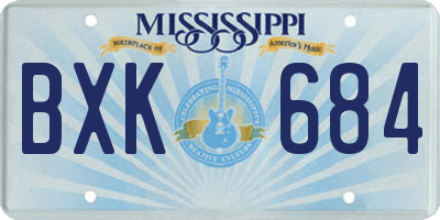 MS license plate BXK684