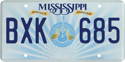 MS license plate BXK685