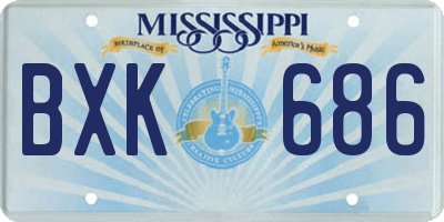 MS license plate BXK686