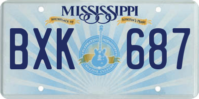 MS license plate BXK687