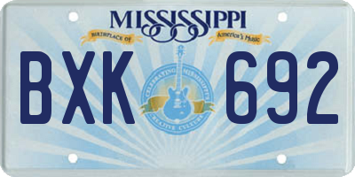 MS license plate BXK692