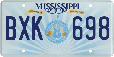 MS license plate BXK698