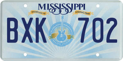 MS license plate BXK702