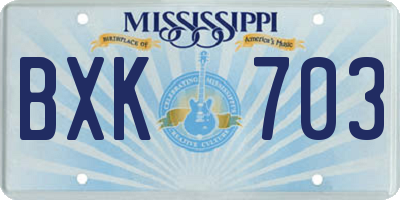 MS license plate BXK703