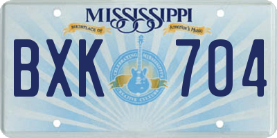 MS license plate BXK704