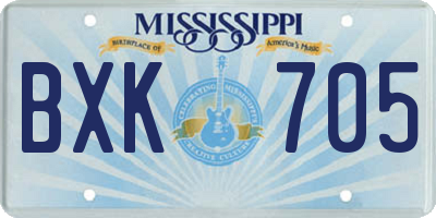 MS license plate BXK705