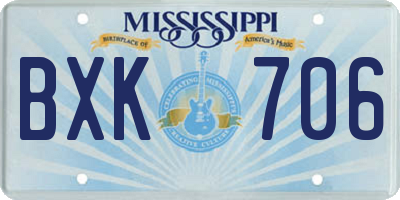 MS license plate BXK706
