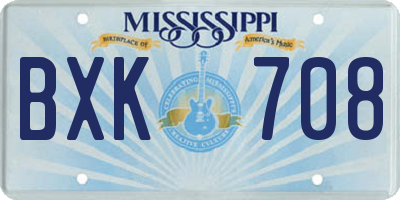 MS license plate BXK708